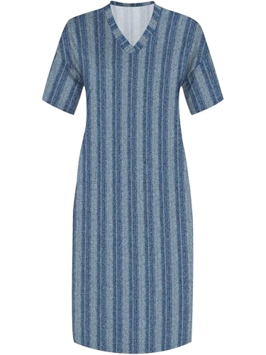 Image of SUZONANA Plus Size Denim Print Maxi Dresses for Women Casual V Neck Short Sleeve with Pockets Soft Jean Look Dress XL-6XL