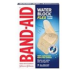 7-count box of extra large 100% waterproof Band-Aid Brand Water Block Flex Adhesive Bandages to cover minor cuts, scrapes & wounds, especially on knees and elbows Made with an ultra-flexible design and fabric-like material, these 100% waterproof band...