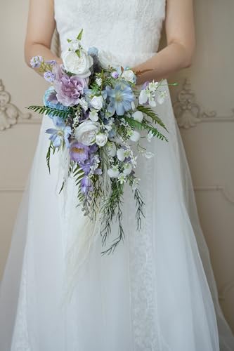 Ramo de Boda de Pasto Pampas Morado y Azul miniatura 2