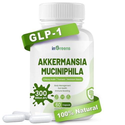 Akkermansia Muciniphila Probiotic for Gut Management - GLP-1 Boosting Supplement with Chicory Inulin, Turmeric, Resistant Starch, Vegan & Gluten Free - 30 Day Supply
