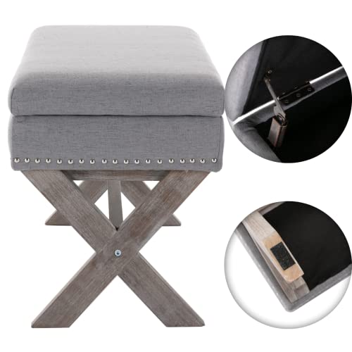 Cimoo Bedroom Storage Ottoman Bench Fabric Upholstered Bed Bench Accent Hallway Bench For End Of Bed, Entry, Kitchen, Dining Room-36 Inch, Grey #TOP5