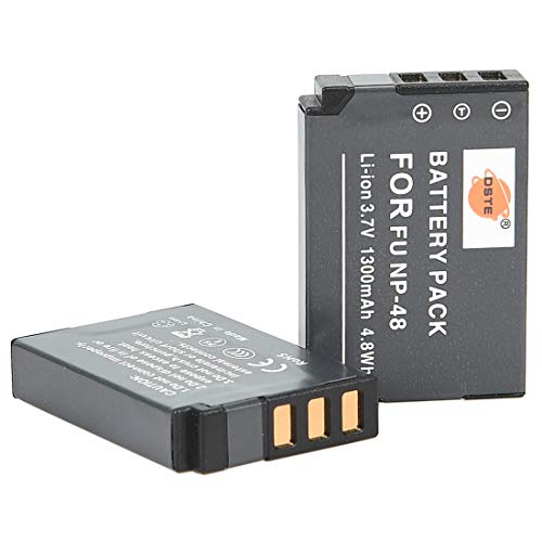 DSTE 2-Pack NP-48(3.7V 1300mAh) Rechargeable Li-ion Battery Compatible for Fuji NP-48 XQ1 XQ2 Camera