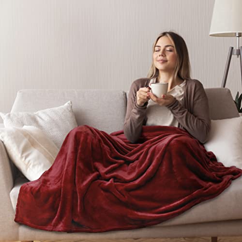 Pavilia Fleece Blanket Throw | Super Soft, Plush, Luxury Flannel Throw | Lightweight Microfiber Blanket For Sofa Couch Bed (Wine, 50X60 Inches) #TOP4