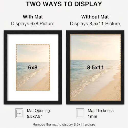 Vittanly 8.5x11 Picture Frames Set of 5, Wall or Tabletop Display, Black — view 4