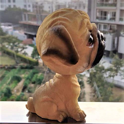 Image of Awestuffs Dog Bobblehead Resin Bobblehead Action Figure for Car, Desk, Office, Home Decor (Pug)
