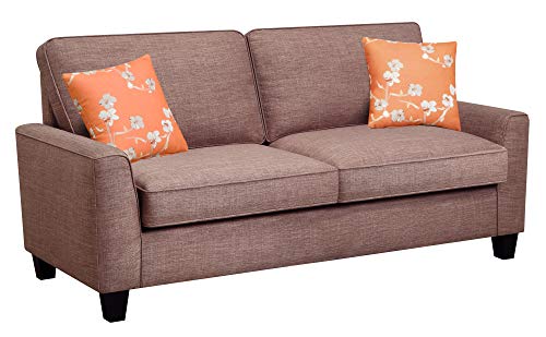 Serta Astoria Upholstered Sofas Flare Arm Fabric Living Room Couch With Spring And Foam-Filled Seat Cushions, Ships In One Box, 73", Tan #TOP7