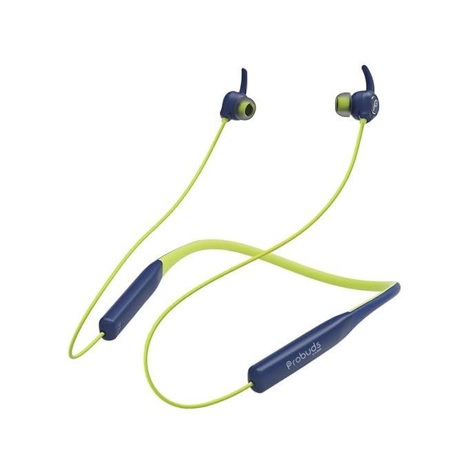 Probuds Wave 921 (Green) Dual-Tone Noise Cancellation BT Neckband with 50ms Low Latency Gaming, 10mm Drivers, Bass Boost, ENC Calls, 40Hrs Playtime, Fast Charging, IPX6, Dash Switch, Dual Pairing