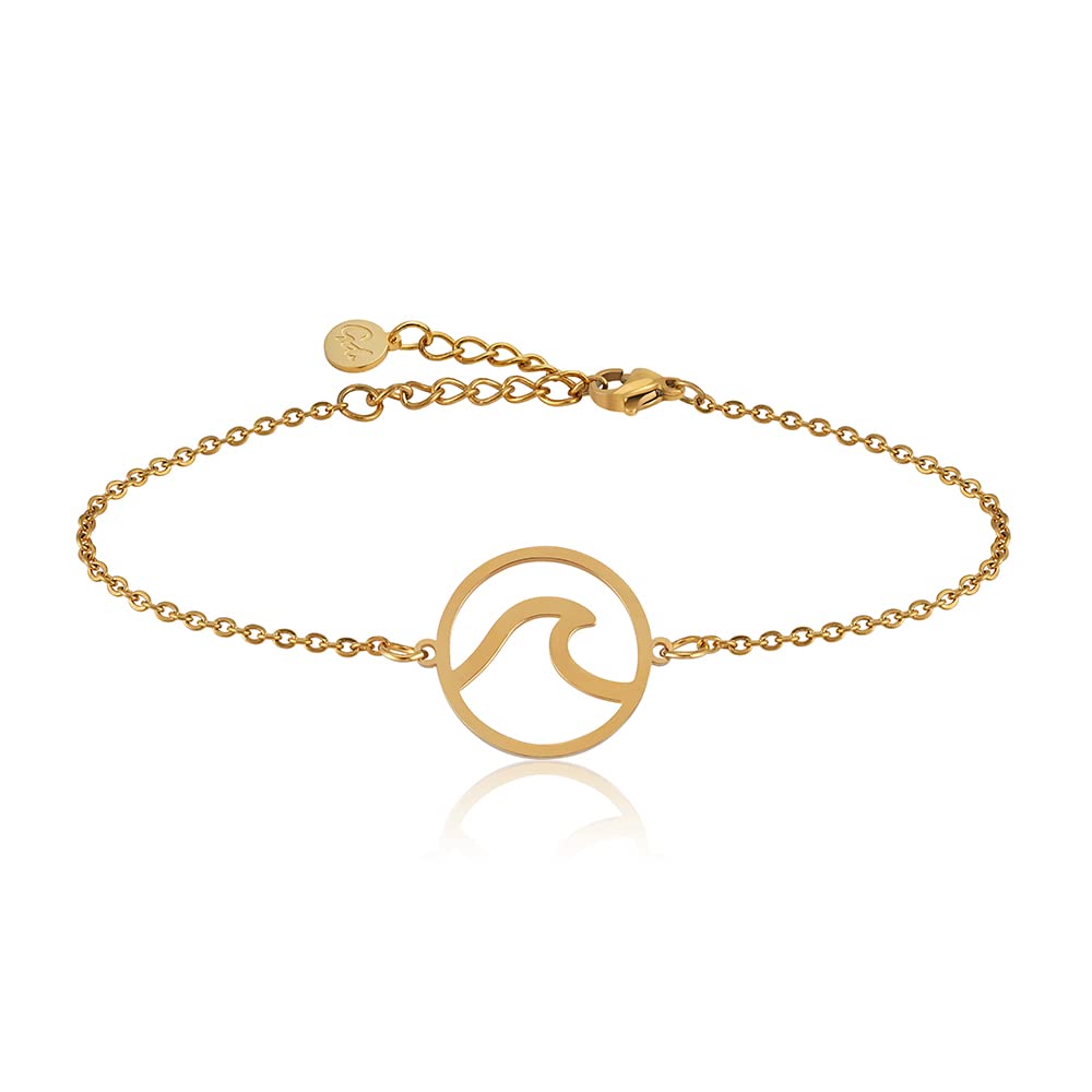 GD GOOD.designs EST. 2015Bracelet Wave in Gold - Silver - Rose Gold for Ladies - Waterproof - Surfer Bangle Stainless Steel I Wave Jewellery