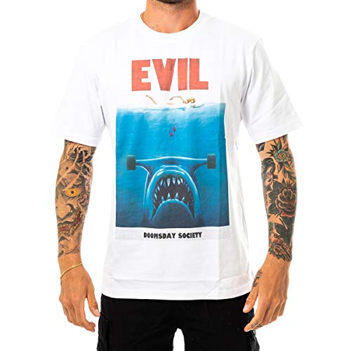 T-shirt Evil Jaws Doomsday TSH0193WHT Blanc pour Look Graphique Urbain