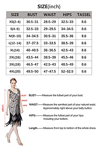Metme Women's 1920s Vintage Flapper Fringe Beaded Great Gatsby Party Dress, Champagne, Large