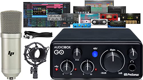 PreSonus AudioBox GO | USB-C Audio Interface for music production with Studio One Prime Software and Virtual Instruments with LyxPro Condenser Microphone