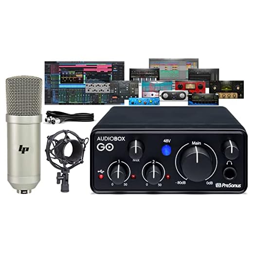 PreSonus AudioBox GO | USB-C Audio Interface for music production with Studio One Prime Software and Virtual Instruments with LyxPro Condenser Microphone