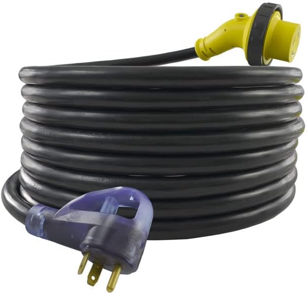 Conntek 30A RV Locking Power Cord 30 Foot with Reverse Polarity Indicator Light