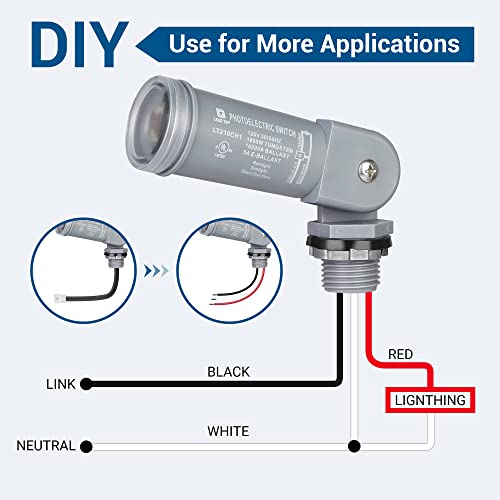Dewenwils 120Vac Dusk To Dawn Sensor, Light Sensor Switch, Swivel Mount, Photocell Light Control For Outdoor Low Voltage Transformer, 3 Pin Male To Male Connector Included, Ul Listed #TOP4