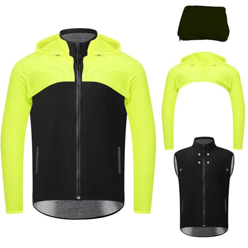 CGLRybO Men's Cycling Jacket Waterproof Windbreaker with Detachable Running Hiking Cycling Vest...
