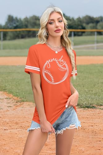 ALLTB Baseball Shirt Women Baseball Mom Shirts Funny Game Day Baseball Graphic Tee Tops Casual Ball Short Sleeve Tee Top2