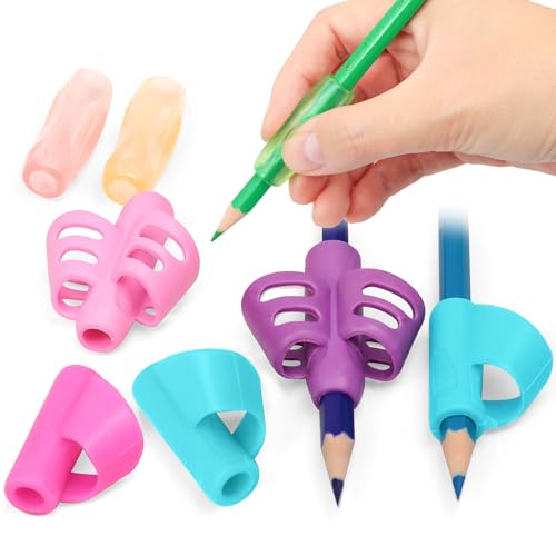 Tumurup Guide Doigts Écriture Enfant, 8 Pièces Silicone Aide Écriture Enfant Grip pour Crayon, Ergonomique Droitier Correction Posture, pour Fourniture Scolaire pour Devoirs & École