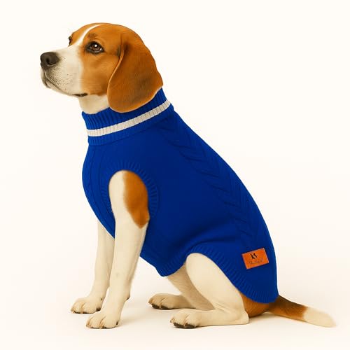Image of Dog Sweater for Medium Dogs (Blue, 22-Inch) - Soft, Stretchable Knit Dog Winter Clothes to Keep Beagle, Dachshund, Lhasa Apso & Pomeranian Keeps Them Cozy, Warm & Stylish