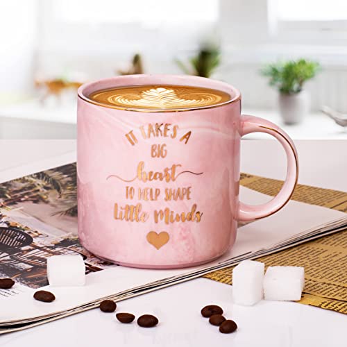 Teacher Gifts Thank You Gifts Basket For Women Teacher Appreciation Gifts Sets From Student Best Teacher Gifts Big Heart Pink Coffee Mug Graduation Gifts Cups Keychain Candle Gifts For Teachers Women #TOP2