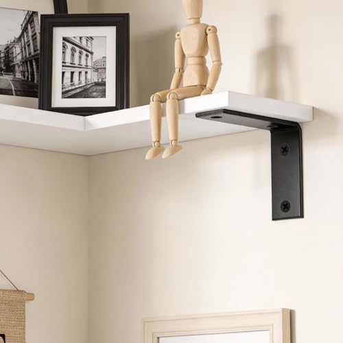Supports muraux en forme de L lot de 4 équerres étagère noir 125x100mm