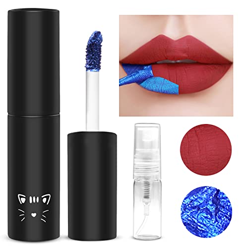 Prreal Lip Stain, Peel Off Lip Stain Lip Tint, Tattoo Color Lip Gloss,Long Lasting Waterproof Liquid Lipstick with Empty Spray Bottle,Non-stick Cup Lip Tint Lip Makeup For Women Girls#Red
