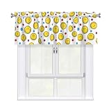 Yomko Smiley Face Window Valance Curtain, 54x18 Inch, Polyester Light Filtering with Rod Pocket for Living Room, Bedroom, Kitchen, Bathroom