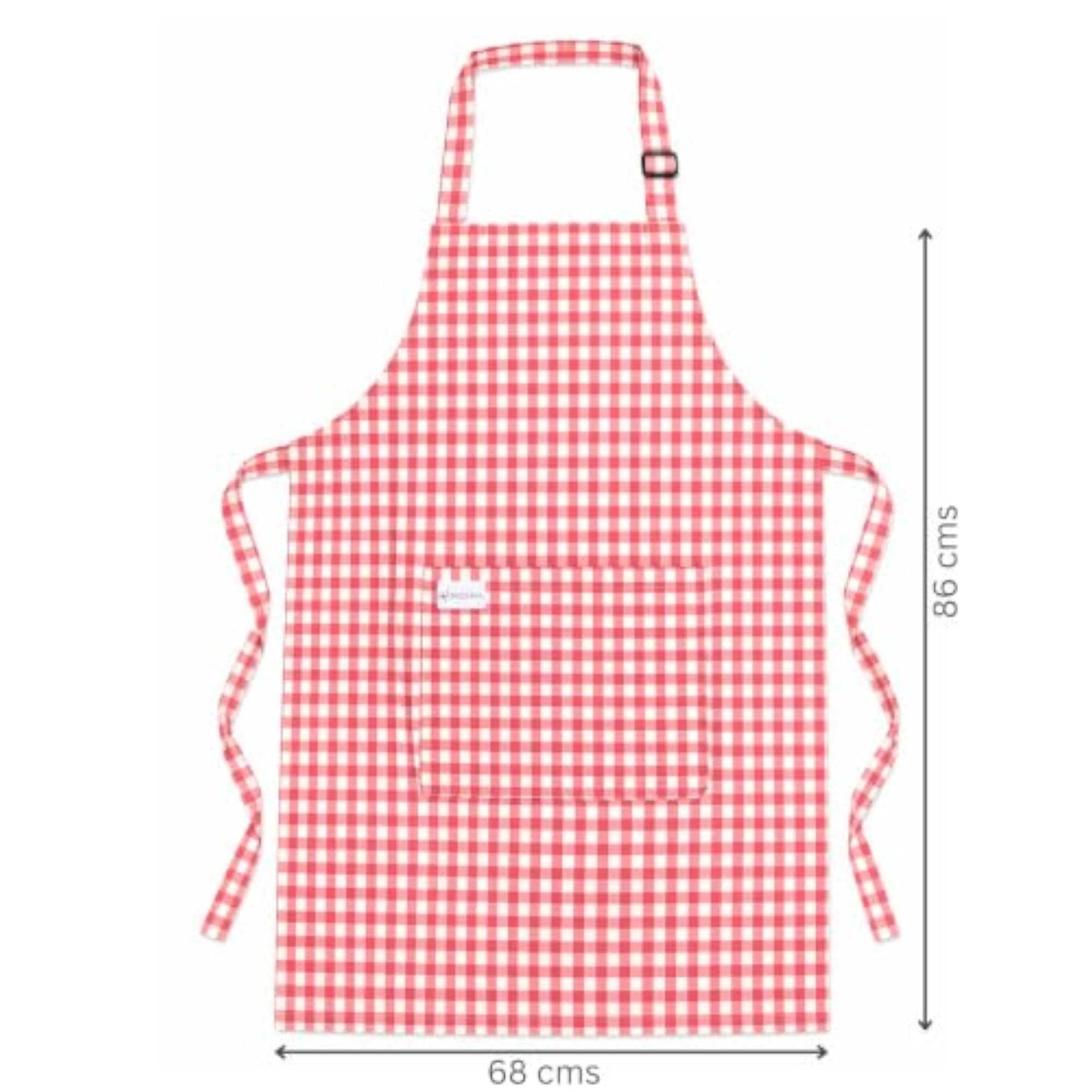 Lightweight Cotton Kitchen Apron, Check Pattern, Adjustable