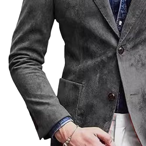 Men's Solid Color Business Casual Blazer 2-Button Stylish Retro Suit Jacket Formal Sport Coat3