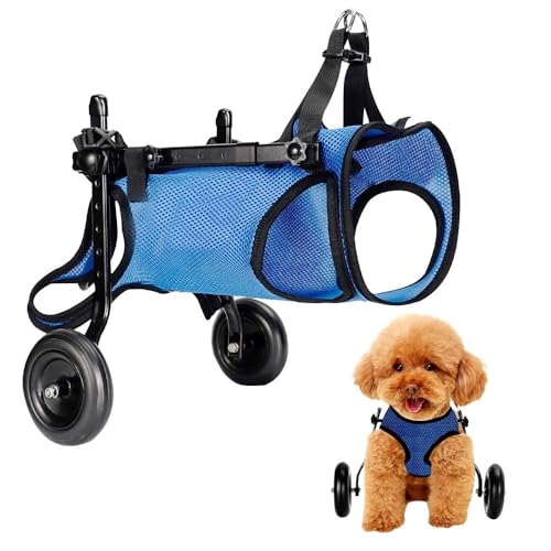 WSPWFQ Small Dog Wheelchair - Adjustable Mobility Aid for French Bulldogs & Shiba Inu (XS/S/M) with Hind Leg Support & Silent Wheels(XS)