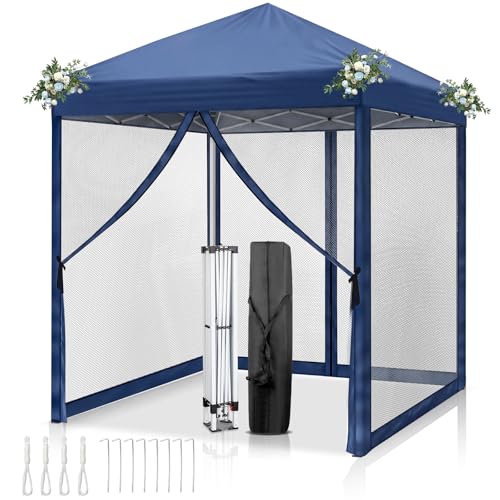 LEADZM Tonnelle Pliable 2x2 m Imperméable Anti-UV 50+, Hauteur Ajustable avec 4 Moustiquaires, Structure Stable, pour Jardin, Terrasse, Camping Et Usage...