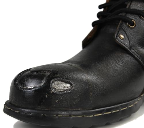 Image of OSSTONE Moto Boots for Men Fashion lace-up Leather Chukka Boots Casual Shoes Metal Cleats OS-6015-3-A-US-R Metal Black
