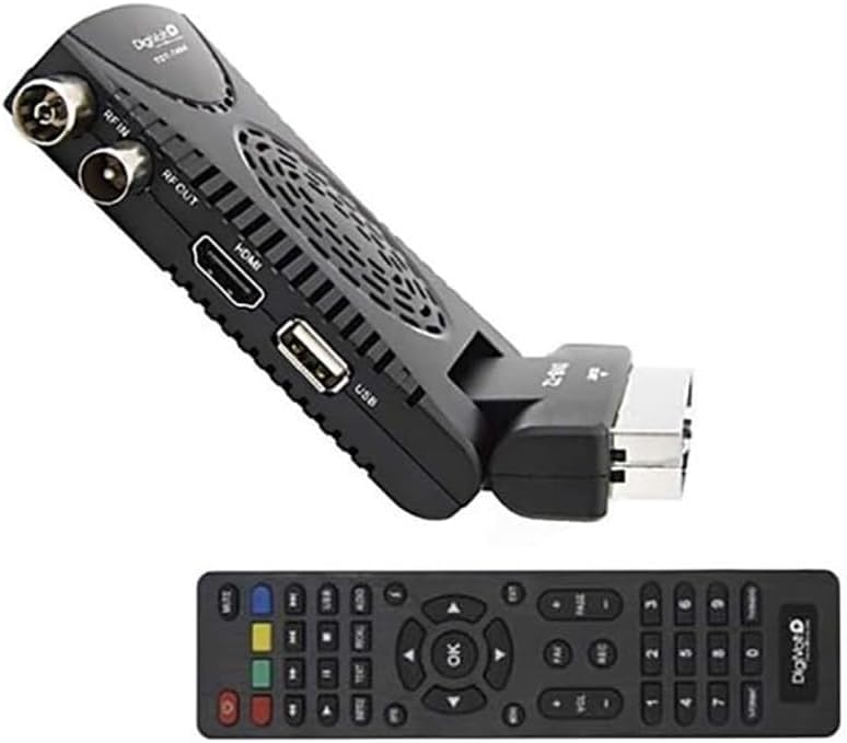 SQUADO Ricevitore Digitale Terrestre DVB-T2 HD 1080p con Uscita HDMI, Supporto H.265/HEVC 10 Bit, Telecomando Universale 2 in 1, Display LED
