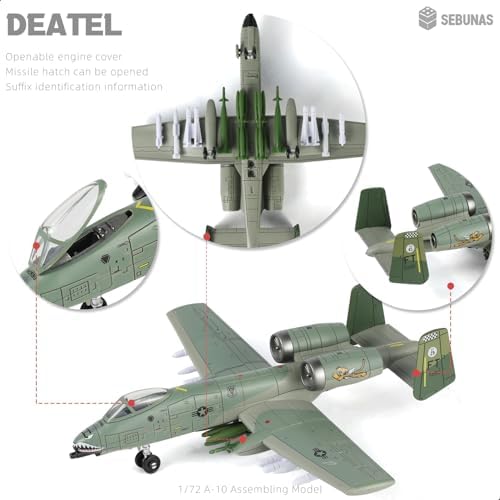 SEBUNAS 1:72 Scale A-10 Thunderbolt II Warthog Highly Detailed Plastic Assembly Model Kit Accurate Reproduction with Paint Scheme Collector's Choice Gift for Adults and Kids(43PCS) - 2