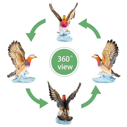 Figura Decorativa Pato Mandarín con Alas Extendidas en Base de Ola Azul miniatura 5