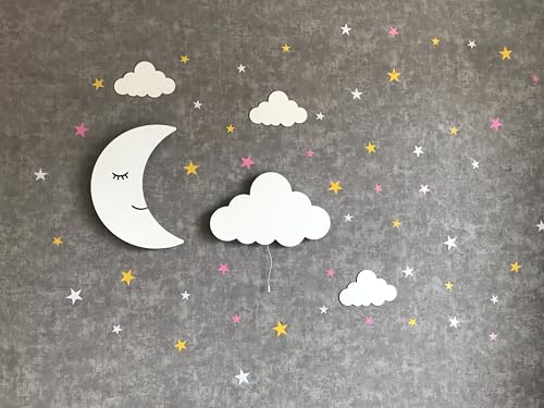 Veilleuse lune et nuage pour rassurer bébé la nuit Lot de 2 lampes douces à suspendre