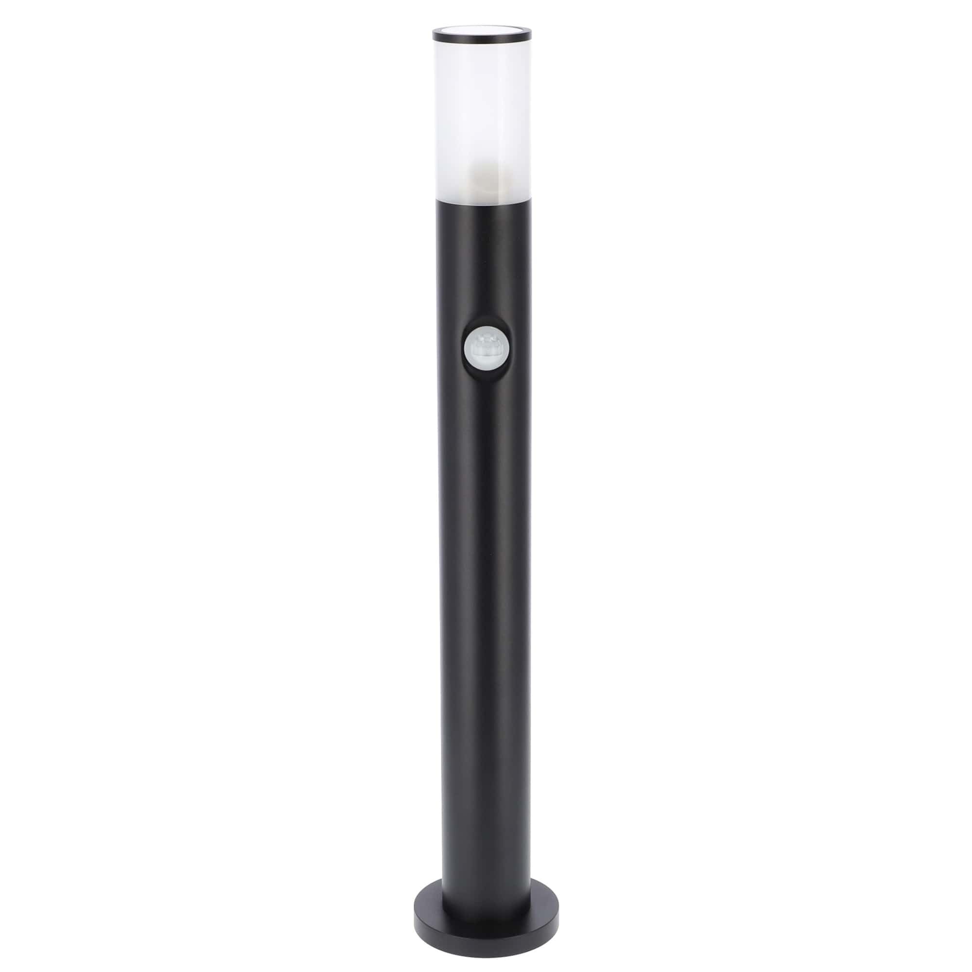 EDO Ogrodowa lampa słupek okrągły z czujnikiem ruchu, latarnia, lampa ogrodowa TULIS OV 60 SENSOR, IP54 GU10 15W 220-240V oświetlenie ogrodowe, dekoracyjne, lampa zewnętrzna EDO777472 Garden Line czarny