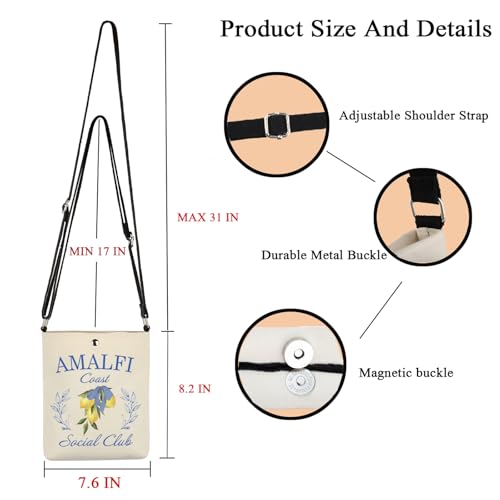 POFULL Girls Coast Trip Gift Italy Vacation Trip Gift Coast Social Club Corssbody Bag2