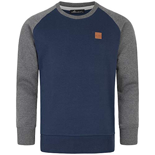 Amaci&Sons Herren Basic College Sweatjacke Pullover Hoodie Sweatshirt 4050 Navyblau/Anthrazit M
