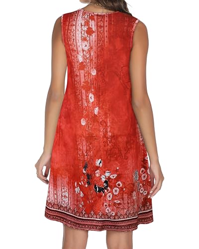 Image of Summer Dresses for Women 2026 Casual Sleeveless Sundress Floral Loose Fit Beach Cover Up with Pocket