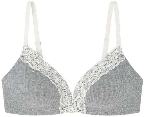 Women'secret Sujetador Triangular Acolchado Cotton Collection 1 Charming Encaje Gris, 90B Women's
