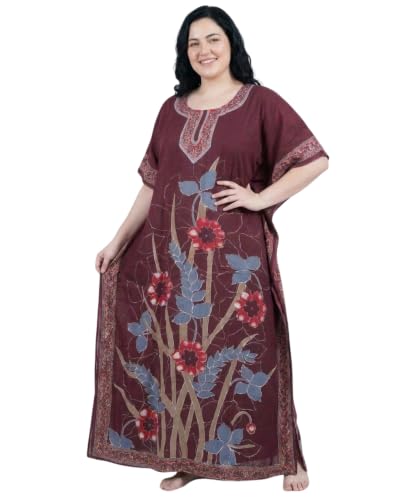 Image of Oussum Women Kaftan Plus Size Polyester Summer Lightweight Caftan Swimsuit Cover Ups Maxi African Mumu Lounge House Dress