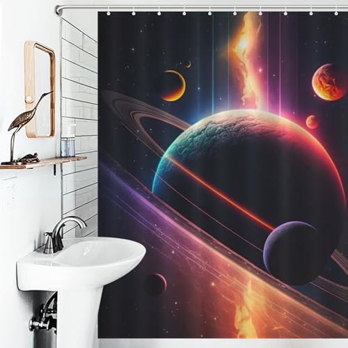 Rideau de douche néon pour décoration de salle de bain moderne et lavable 163x180cm