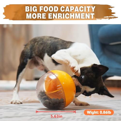 Enrichment Interactive Dog Treat Toy - Level 1 Mental Stimulation for Dogs, Dog Toys for Boredom Busy (Beginner-Orange 5.6" Squeaky Ball)