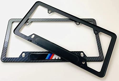 2 Pieces Carbon Fiber Style Stainless Steel M Rust Free Sport License Plate Cover Frames Holder With Screw Caps Forbmw (2 Cb) #TOP5