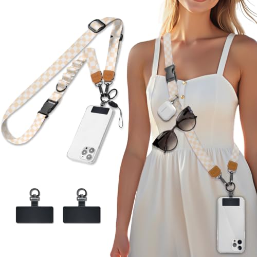 Image of Icycay Phone Lanyard Crossbody Strap Adjustable Teacher Women Checkered | for Cell Phone Case Keys ID Badges, Anti Theft, Multifuctional, Neck Phone Holder, Travel Hiking Essential Accessories, Gifts