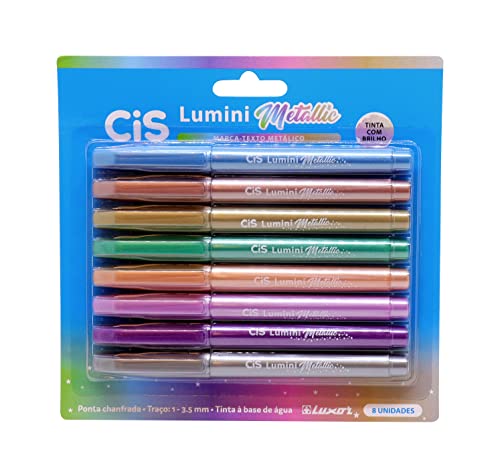 CIS Marcador de Texto Lumini Metallic, Blister com 8 unidades sortidas