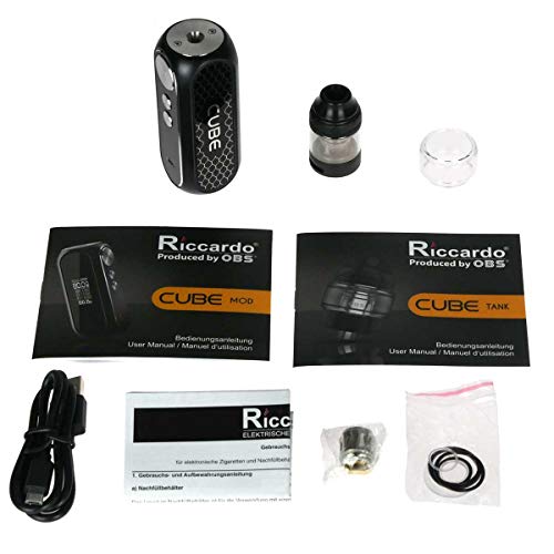 Riccardo Cube Kit 80 W / 3000 mAh mit Cube Tank Clearomizer, Tankvolumen 2 ml / 4 ml, OBS e-Zigarette - Set, gunmetal – Bild 3