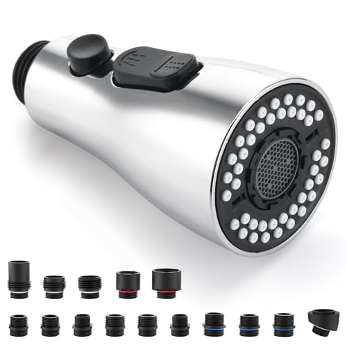 Kitchen Faucet Spray Head Replacement, Pull Down Sprayer with 15 Adapters