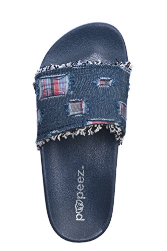 Girl's Sandals Open Toe Slide Denim Slipper Danim/Plaid3