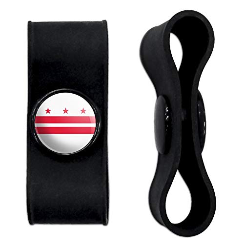 GRAPHICS & MORE Washington D.C. The District of Columbia Flag Headphone Earbud Cord Wrap - Charging Cable Manager - Wire Organizer Set of 2 - Black